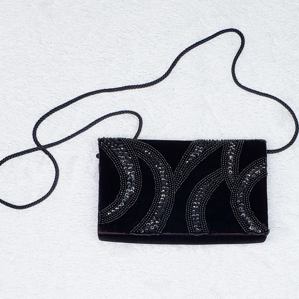 Velvet beaded clutch